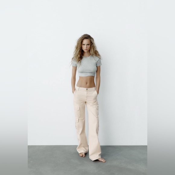Zara TRF WIDE LEG CARGO PANTS size 42 NWT - Picture 1 of 4